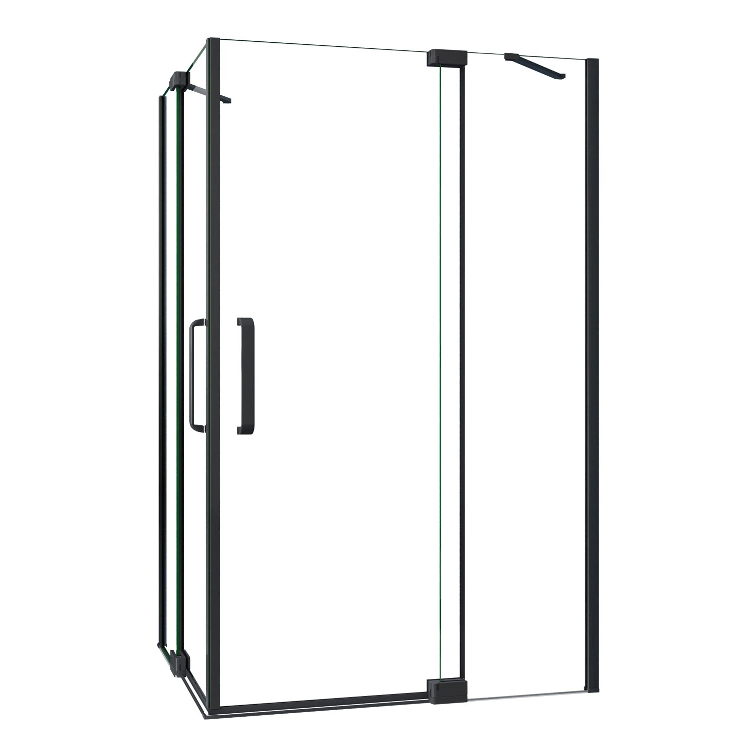 AICA 120x90cm Eckdusche H.195cm Duschkabine Schwarz Eckeinstieg Dusche 8mm NANO ESG Glas Scharniertür Duschtür