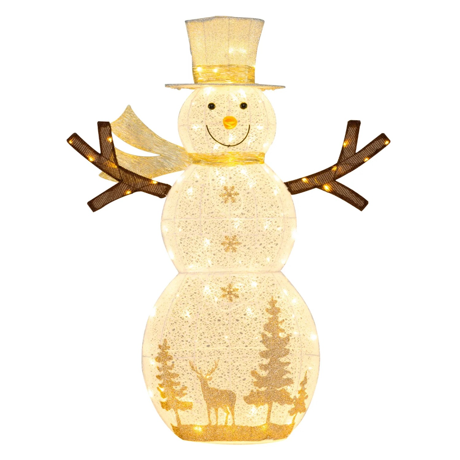 Costway LED Schneemann Beleuchtet Große mit Hut & Schal 141 cm
