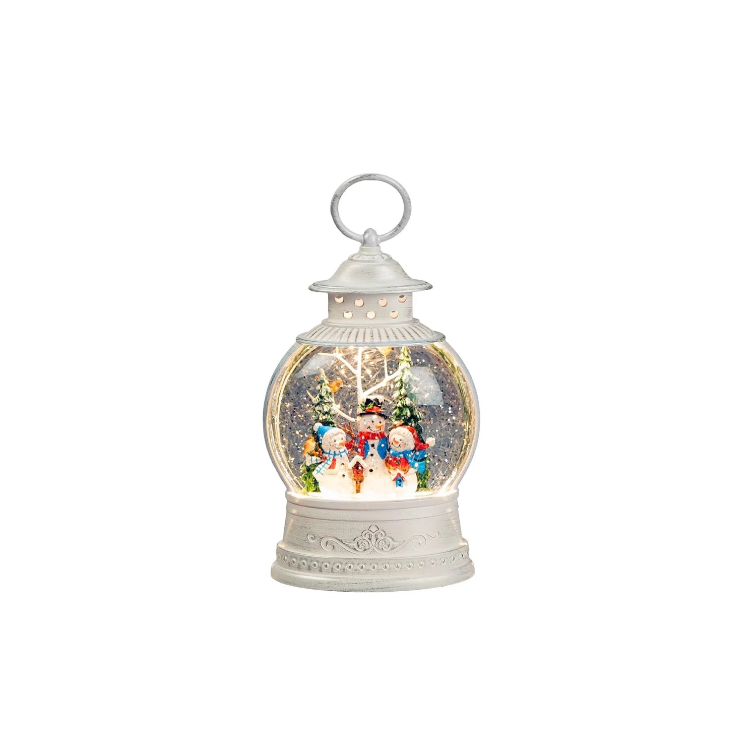 Konstsmide Wasserlaterne mit Schneemännern für Innen 21 cm x 12,6 cm Weiß