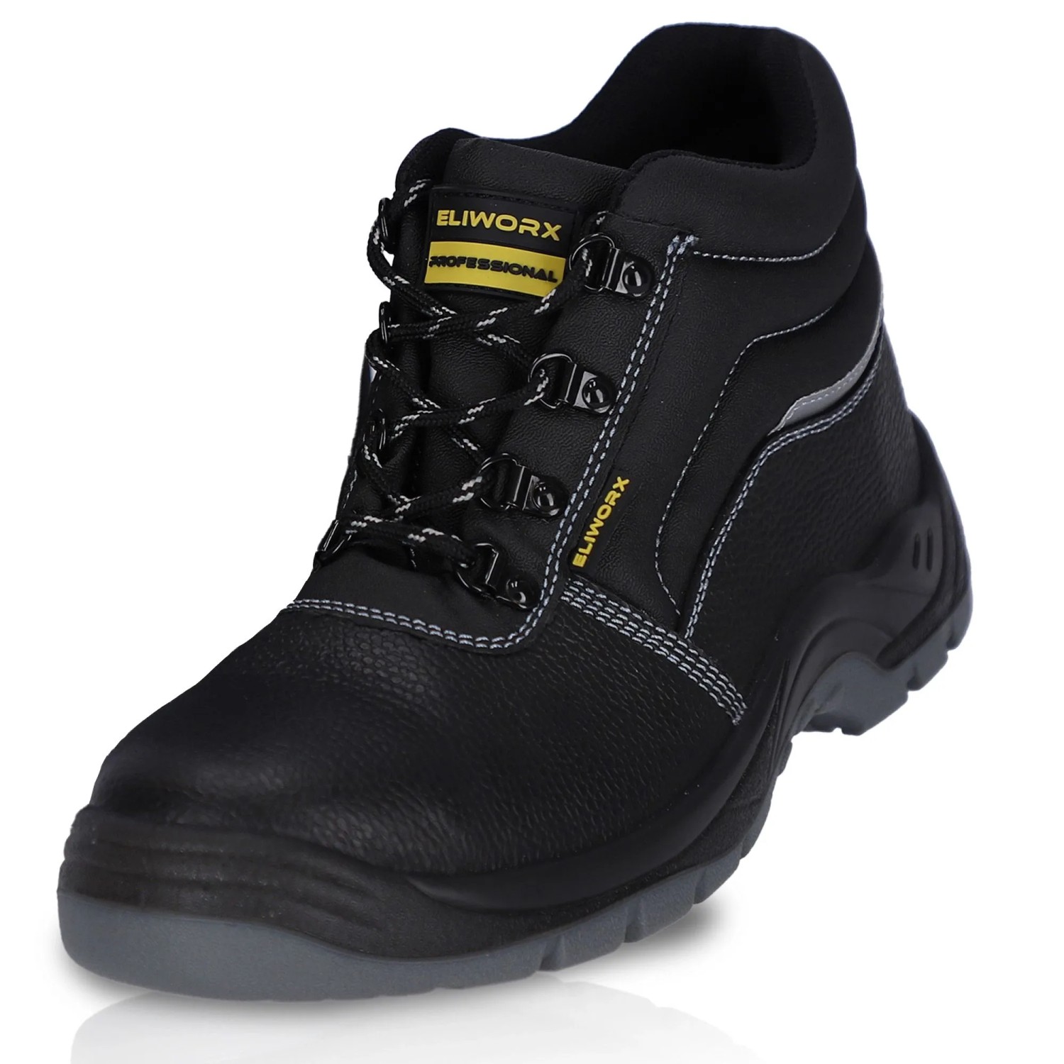 Eliworx Sicherheitsschuhe S3 SR Terra High mit Stahlkappe Herren Gr. 45 Schwarz