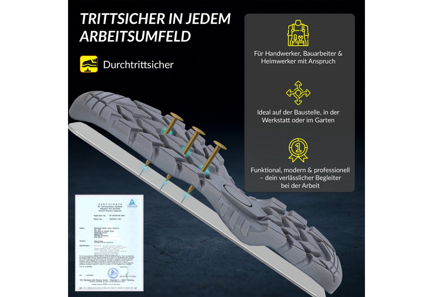 Eliworx Sicherheitsschuhe S3 SR Terra High mit Stahlkappe Herren Gr. 43 Schwarz Bild 2