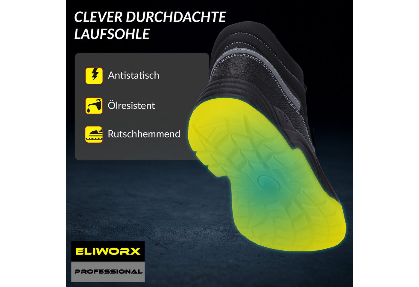 Eliworx Sicherheitsschuhe S3 SR Terra High mit Stahlkappe Herren Gr. 43 Schwarz Bild 4