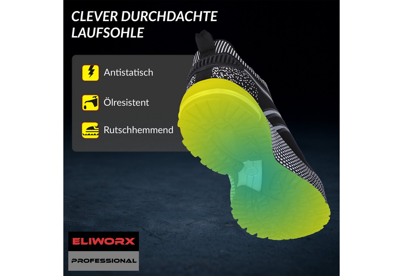 Eliworx Sicherheitsschuhe S1 PL Onyx Pro Herren Gr. 45 Schwarz Bild 3