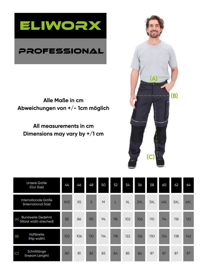 Eliworx Bundhose Workwear mit Stifttasche Gr. 64 Grau Bild 4