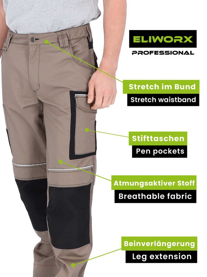 Eliworx Bundhose Workwear mit Stifttasche Gr. 50 Beige Bild 5