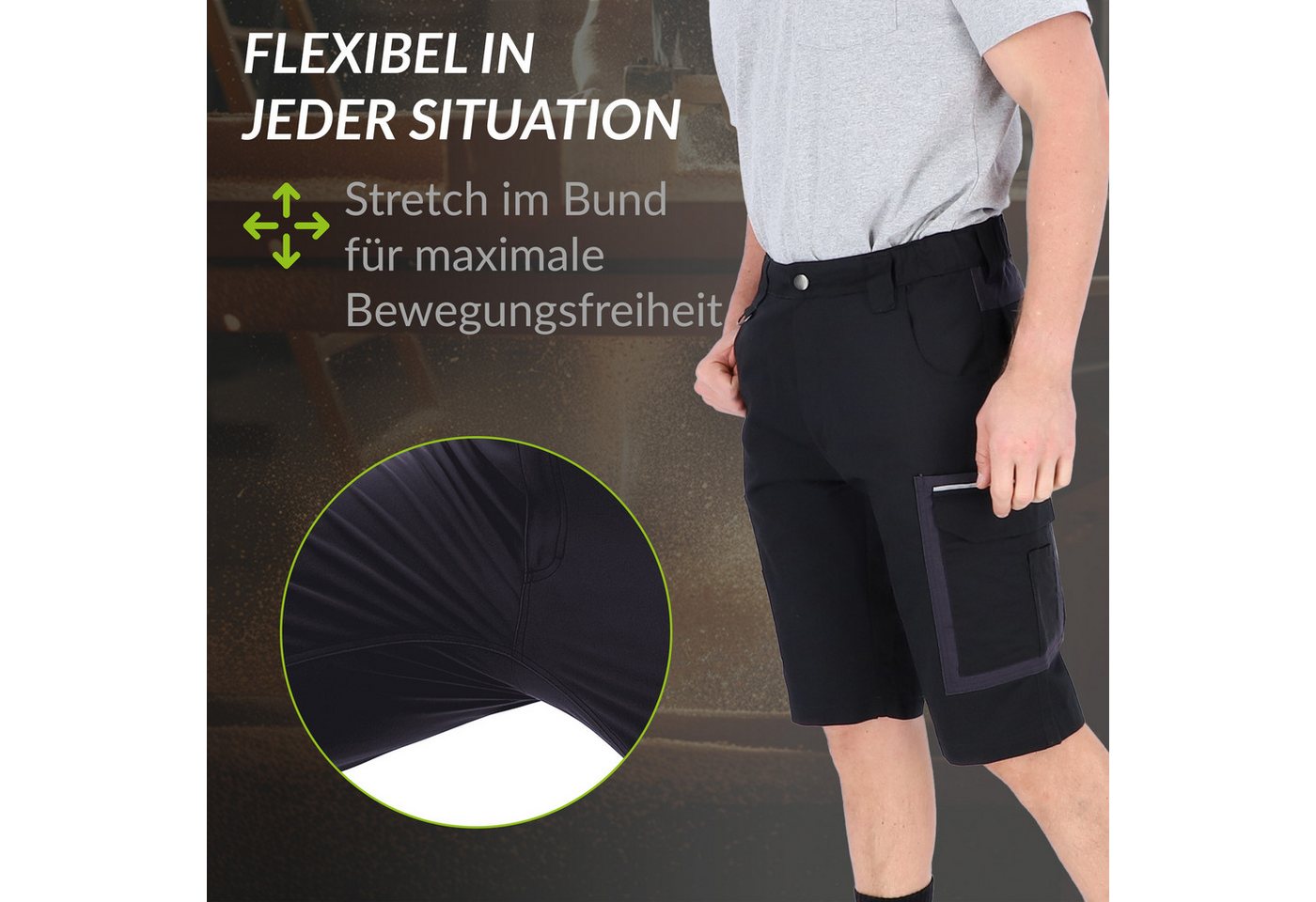 Eliworx Shorts Workwear mit Stifttasche Gr. 44 Anthrazit-Schwarz Bild 4