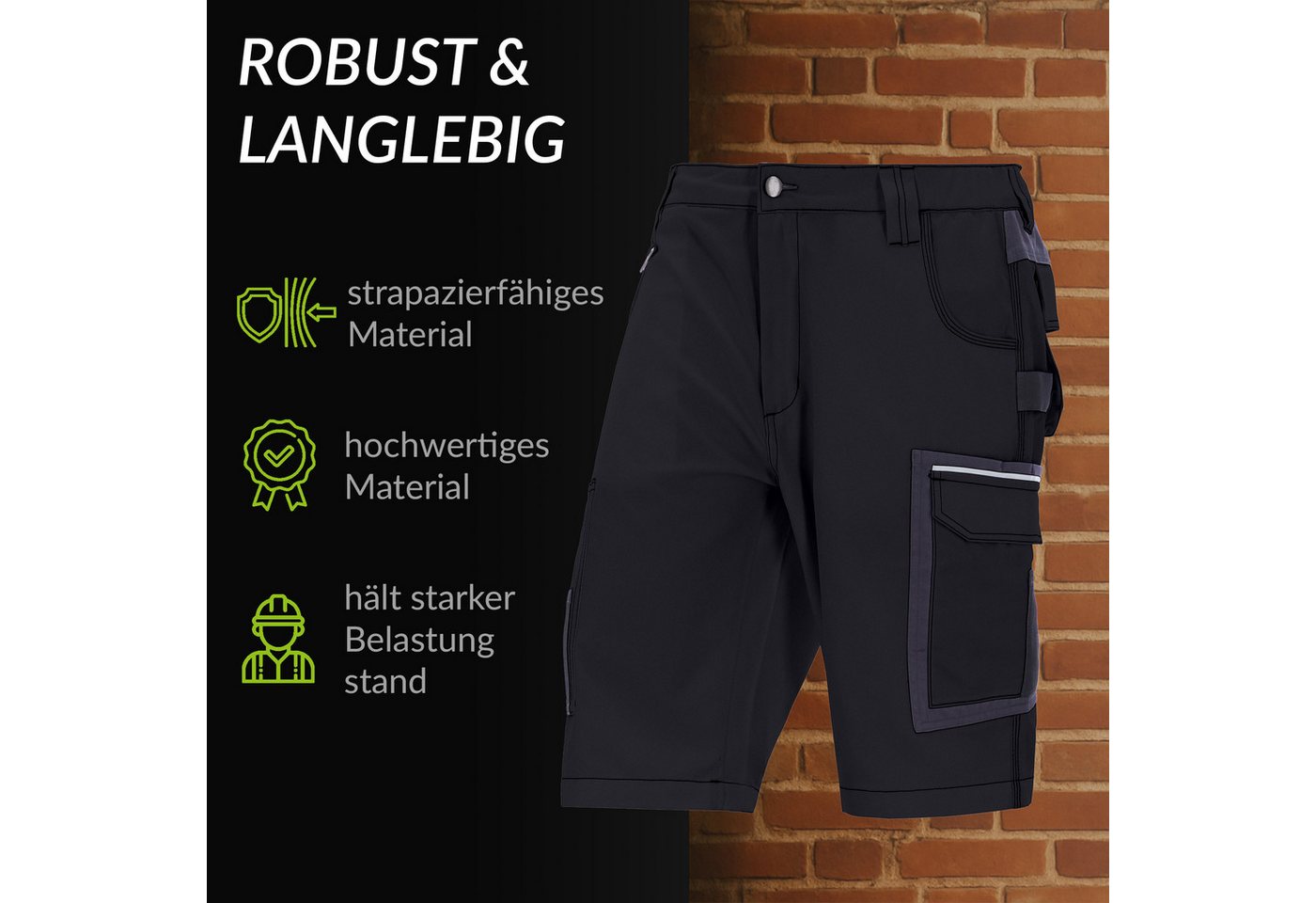 Eliworx Shorts Workwear mit Stifttasche Gr. 54 Anthrazit-Schwarz Bild 2
