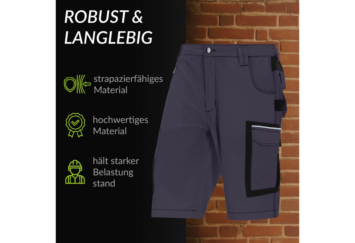 Eliworx Shorts Workwear mit Stifttasche Gr. 44 Grau