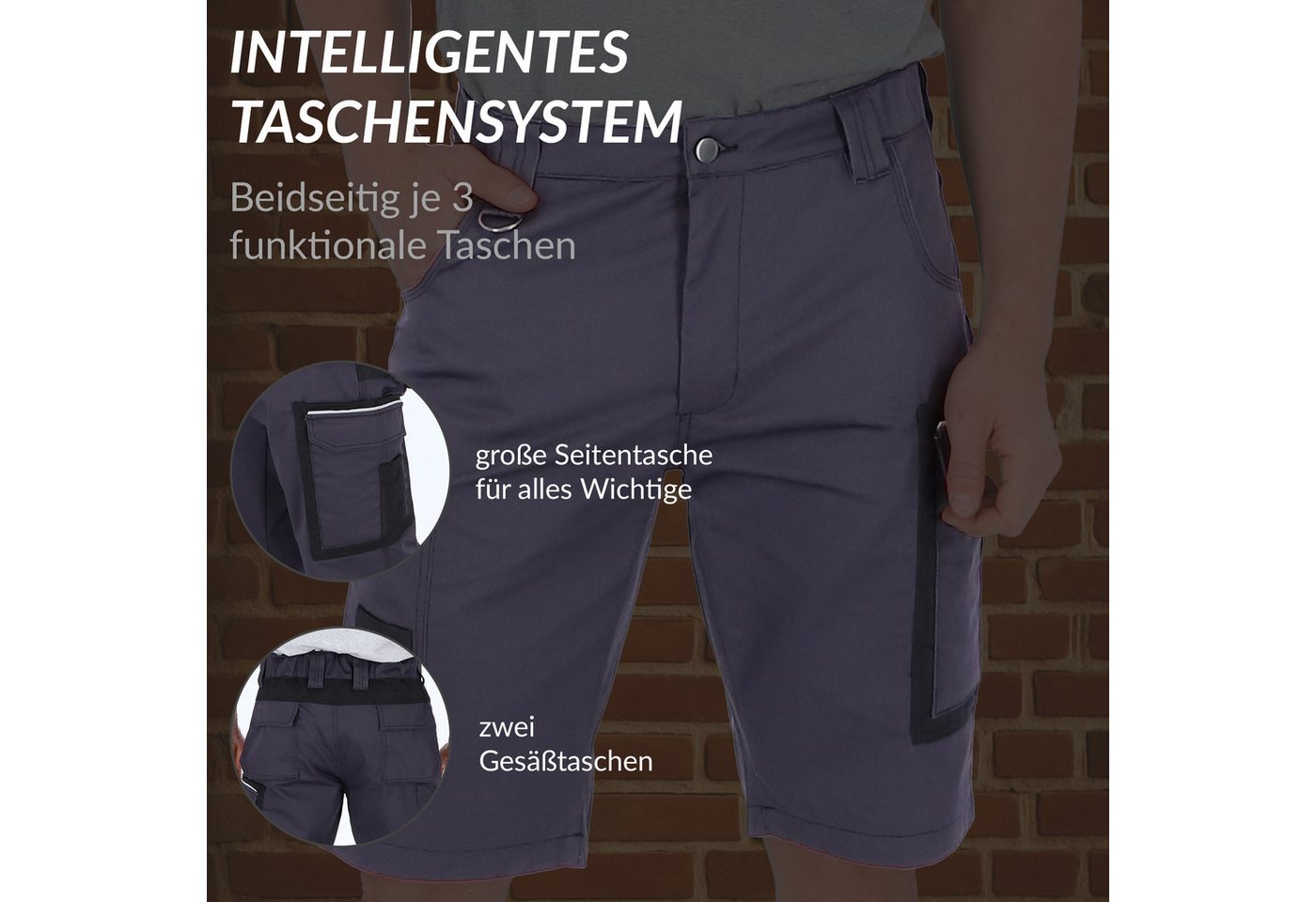 Eliworx Shorts Workwear mit Stifttasche Gr. 44 Grau Bild 4
