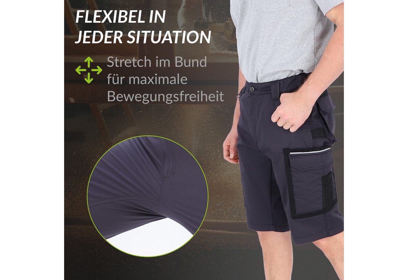 Eliworx Shorts Workwear mit Stifttasche Gr. 58 Grau Bild 5