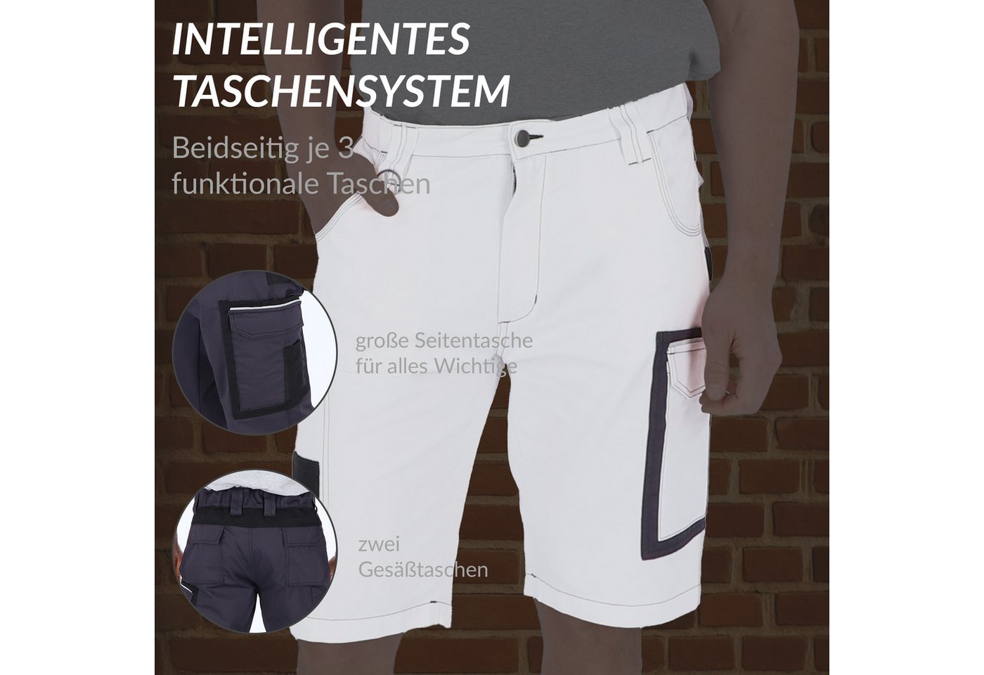 Eliworx Shorts Workwear mit Stifttasche Gr. 44 Weiß Bild 4