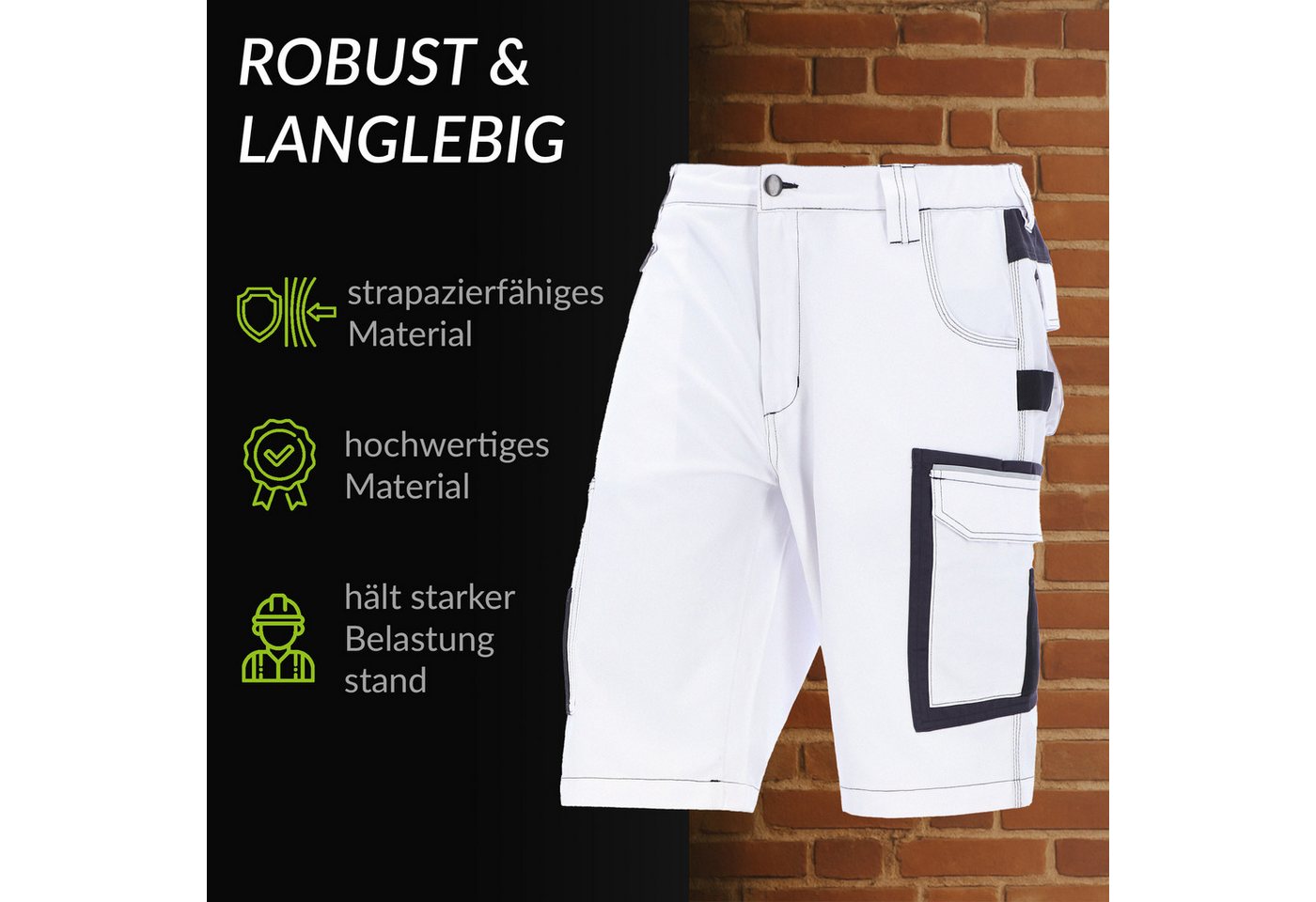 Eliworx Shorts Workwear mit Stifttasche Gr. 44 Weiß Bild 5
