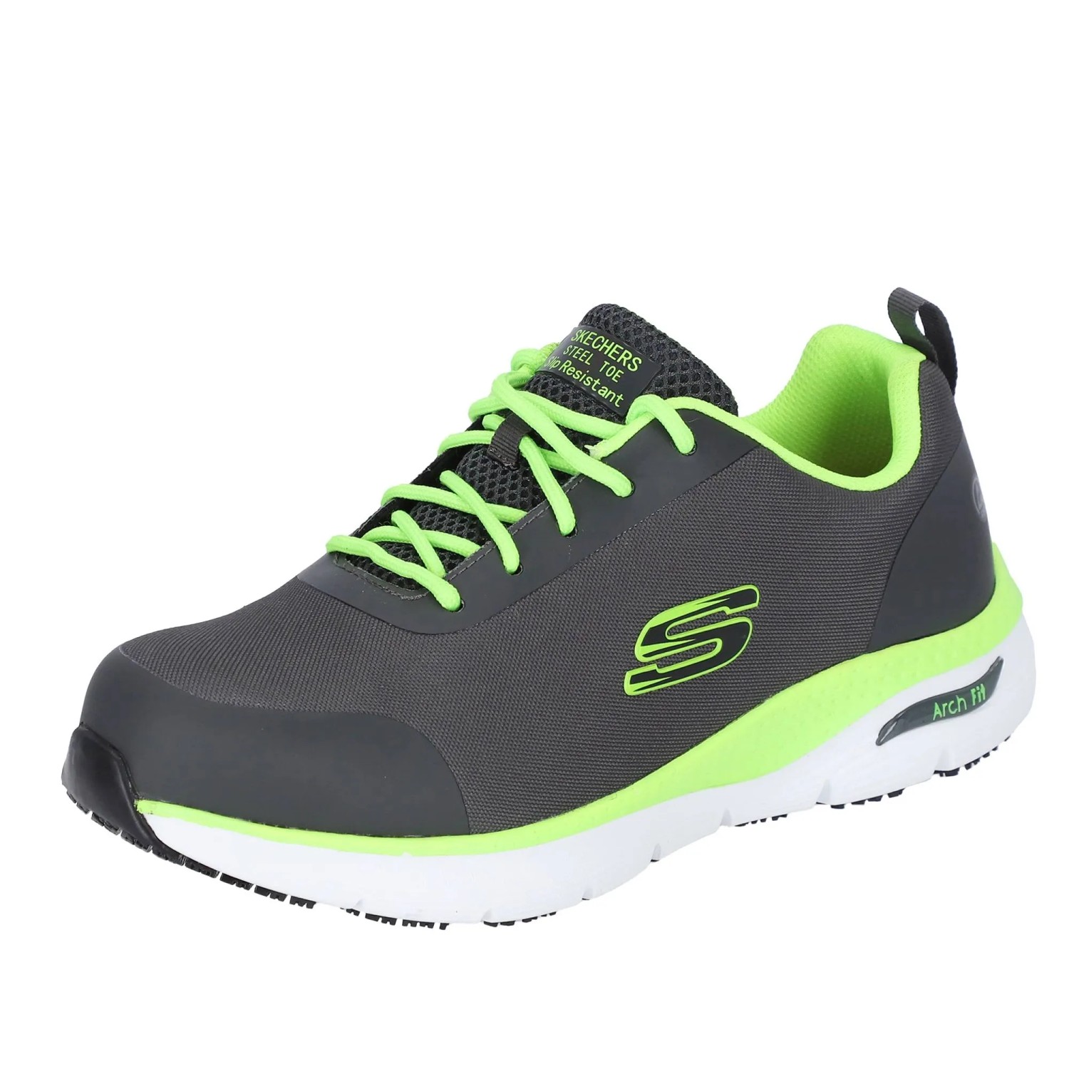 Skechers Sicherheitsschuhe Ringstap Arch Fit SR Herren S3 Gr. 45 Grau-Limette