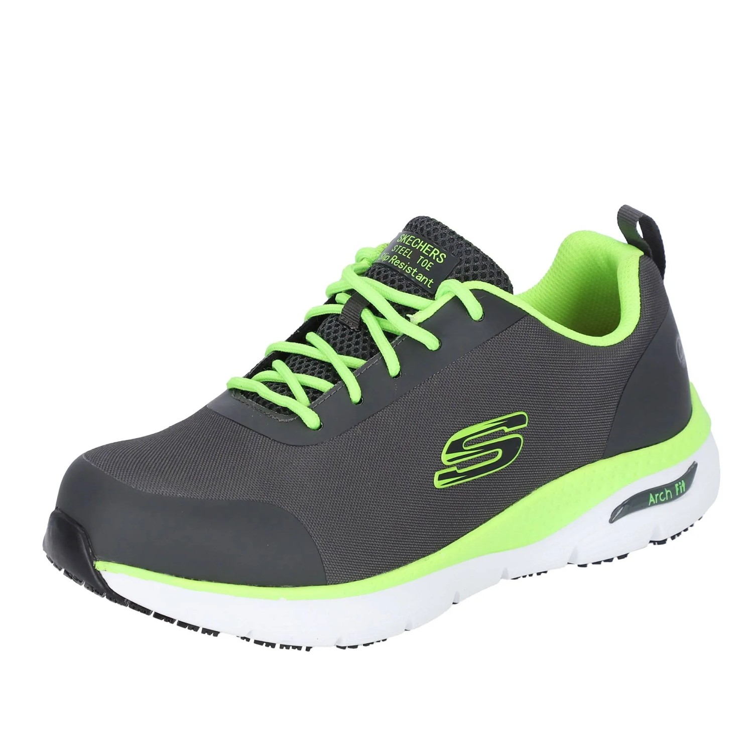 Skechers Sicherheitsschuhe Ringstap Arch Fit SR Herren S3 Gr. 48,5 Grau-Limette