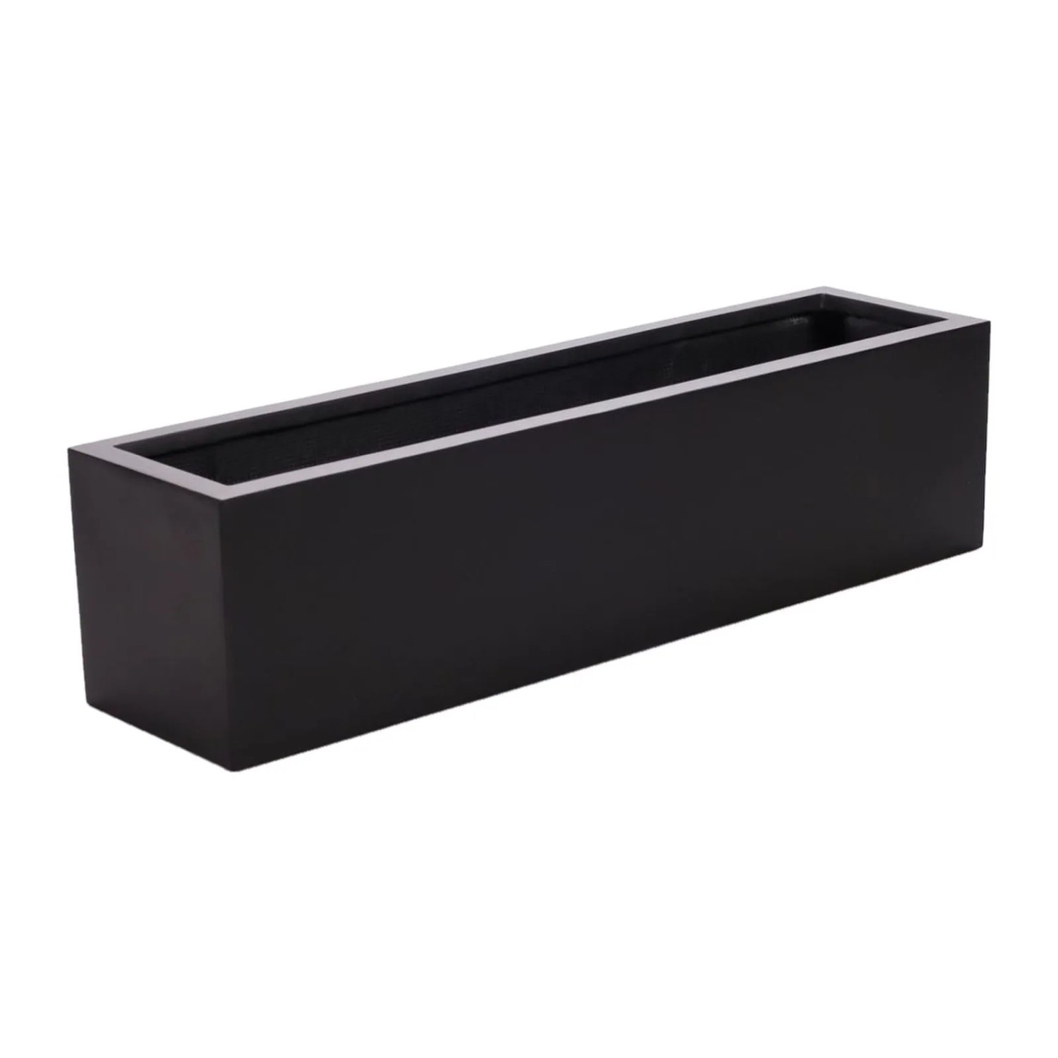 Elegant Einrichten Pflanzkübel Fiberglas Rechteckig 100x25x25cm Elegant-Schwarz-matt