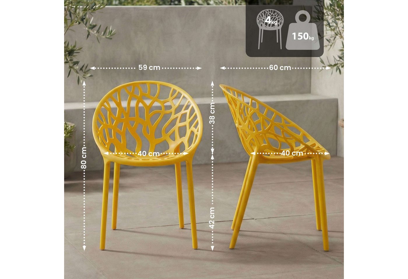 CLP 2er Set Gartenstühle Hope Gelb Bild 2