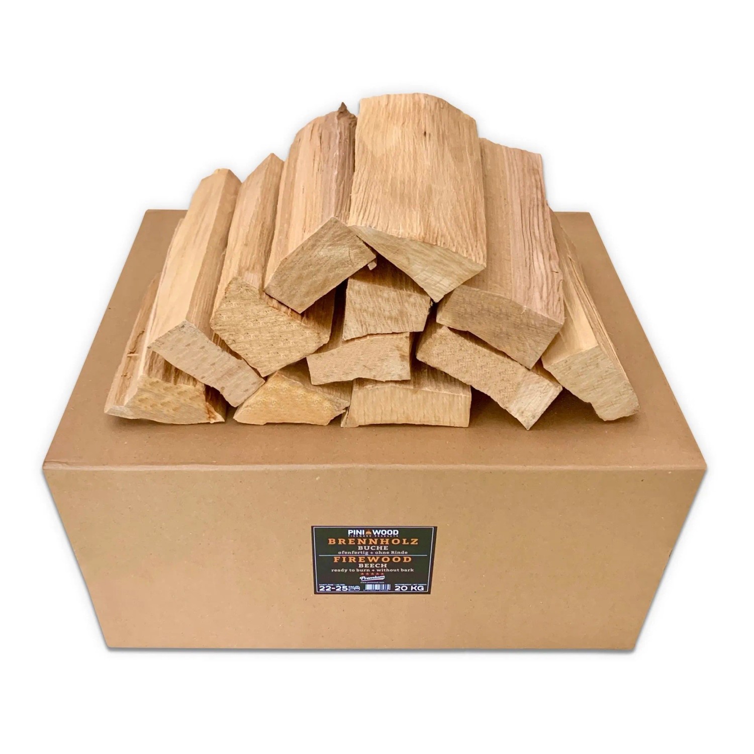PINI Grillholz 20 Kg OHNE RINDE Buche Brennholz ca. 25 cm für Pizzaofen Grill Smoker Kamin Feuerschale