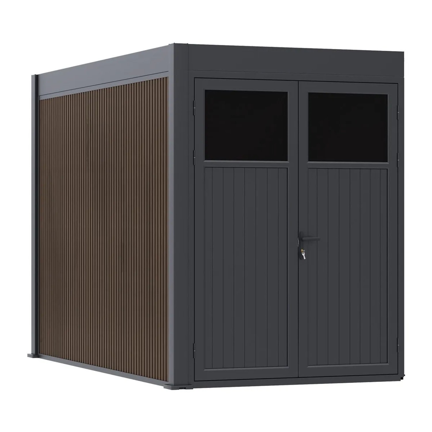 Weide Weide Aluminium & Wpc Anbau-Gartenhaus 3.6 X 2.0 Meter Anthrazit/Teak