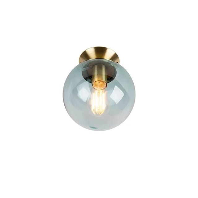 QAZQA Art Deco Deckenleuchte Messing mit Blauem Glas Pallon