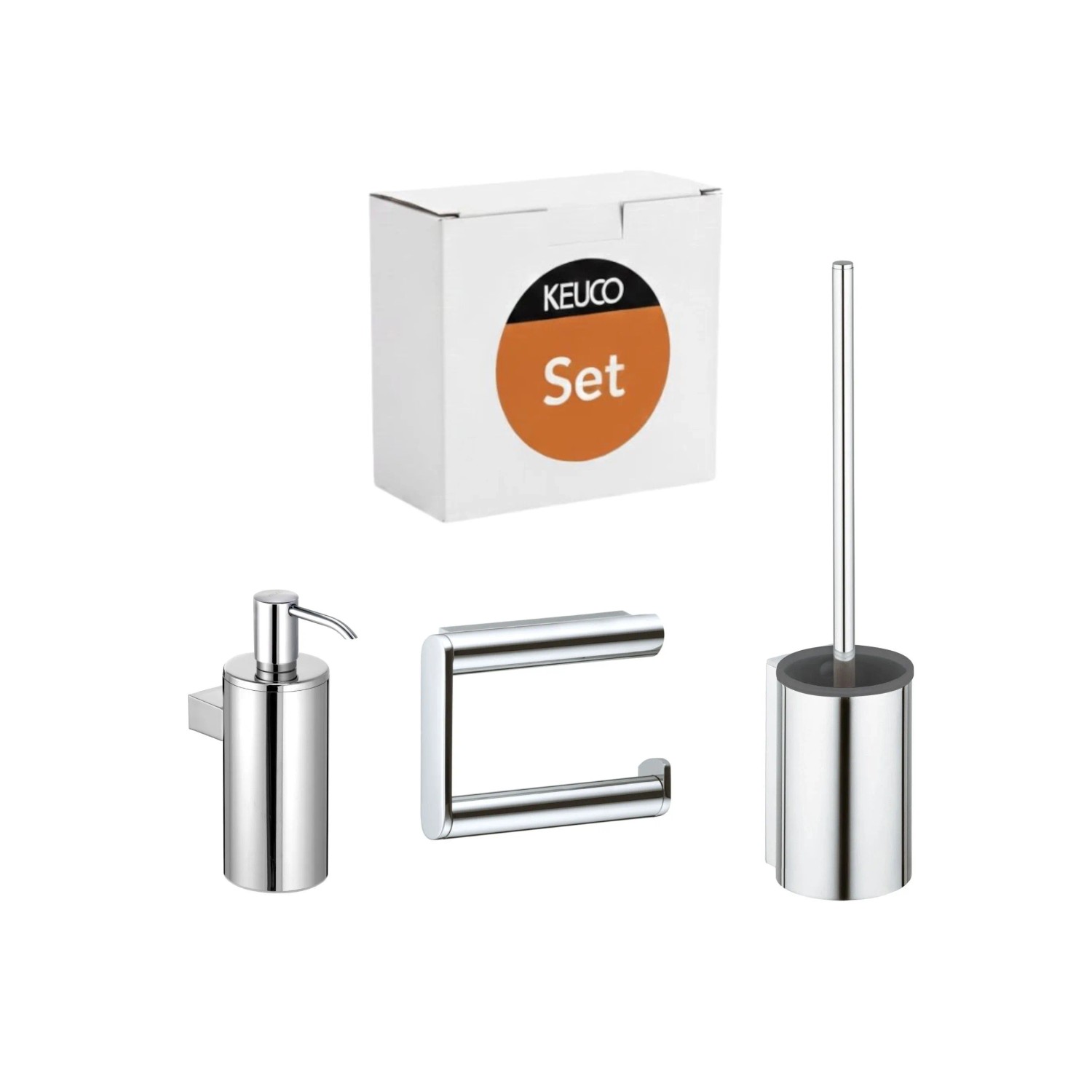Keuco Bad-Set Plan Seifenspender/WC-Papierhalter/WC-Bürste Verchromt