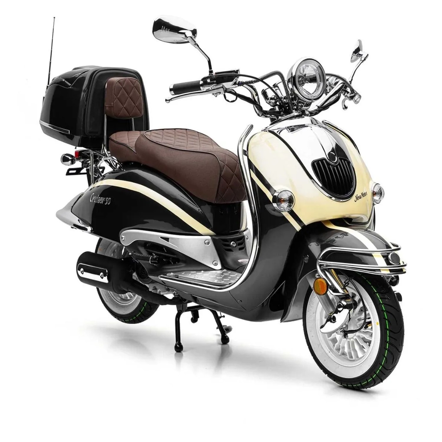 Nova Motors Retro Cruiser 50 Schwarz 45 Km/h Topcasehalterung Und Lackiertes Topcase