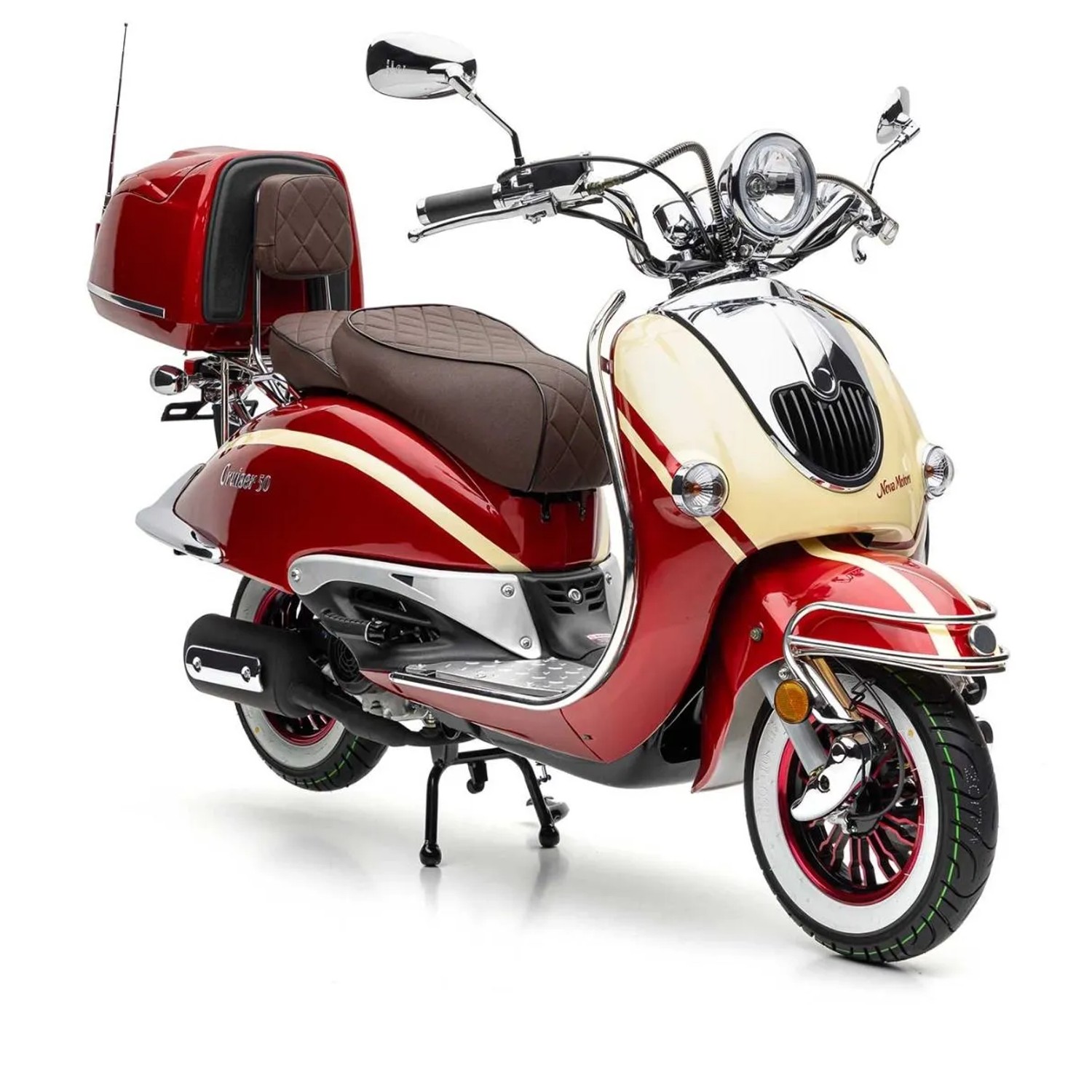 Nova Motors Retro Cruiser 50 Weinrot 45 Km/h Topcasehalterung Und Lackiertes Topcase