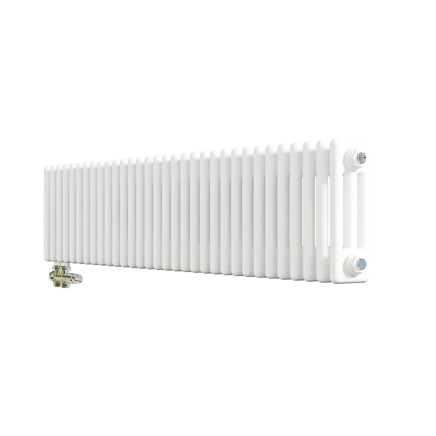 AICA Traditioneller Heizkörper 300 x 1460 mm Gusseisenstil 3 Spalten mit Seitenanschluss Weiß 1194W
