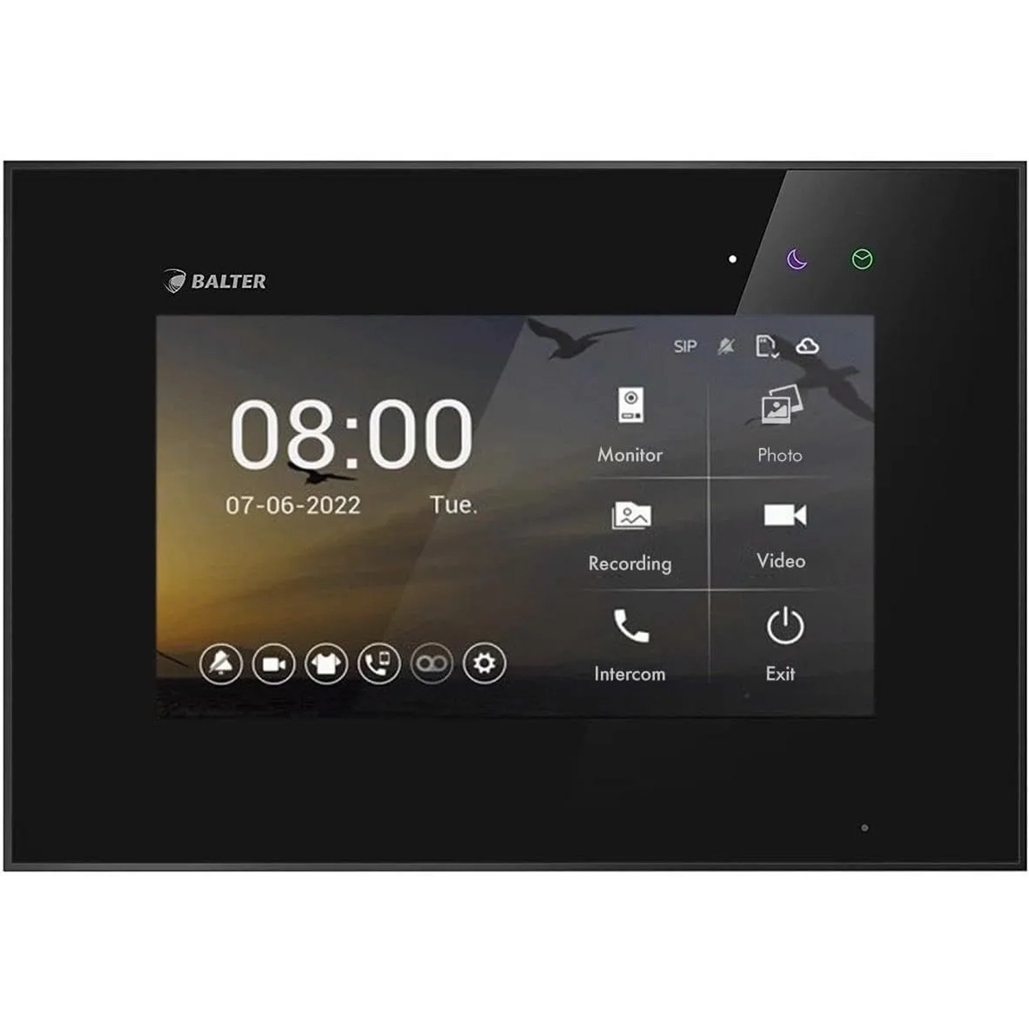 Balter Monitor EVO HD Video-Türsprechanlage Touchscreen 7 Zoll Monitor 2 Draht Bus Schwarz