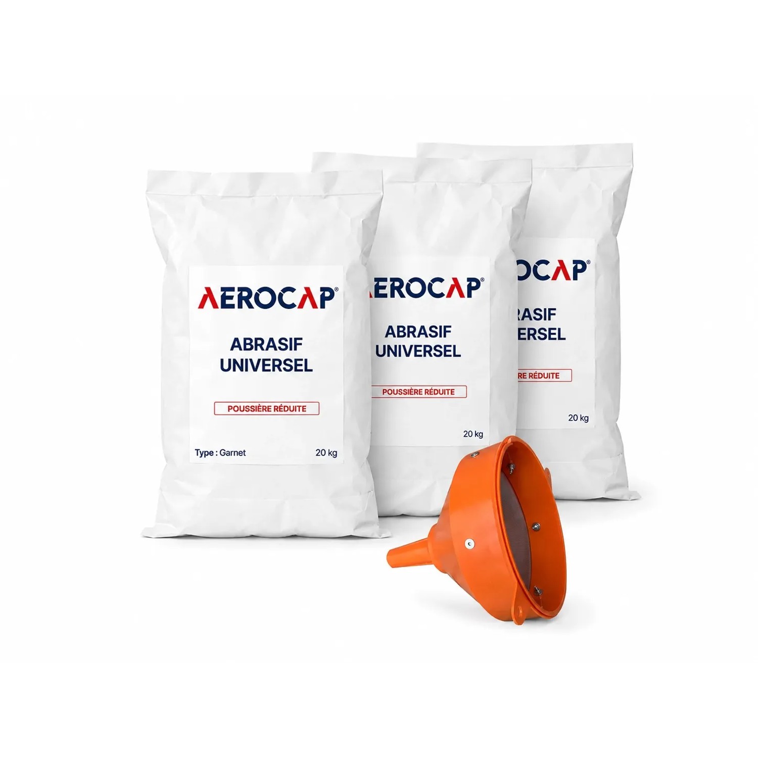 AEROCAP Garnet 120 Mesh Strahlmittel 3 Säcke Mit Siebtrichter