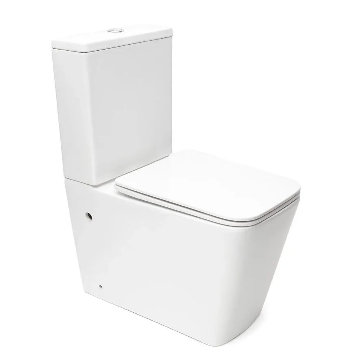 Swiss Aqua Technologies Stand-Kombi-WC mit Spülkasten Eckig Spülrandlos Bodenstehend Wasseranschluss von Vnten SoftClose WC-Sitz Weiß
