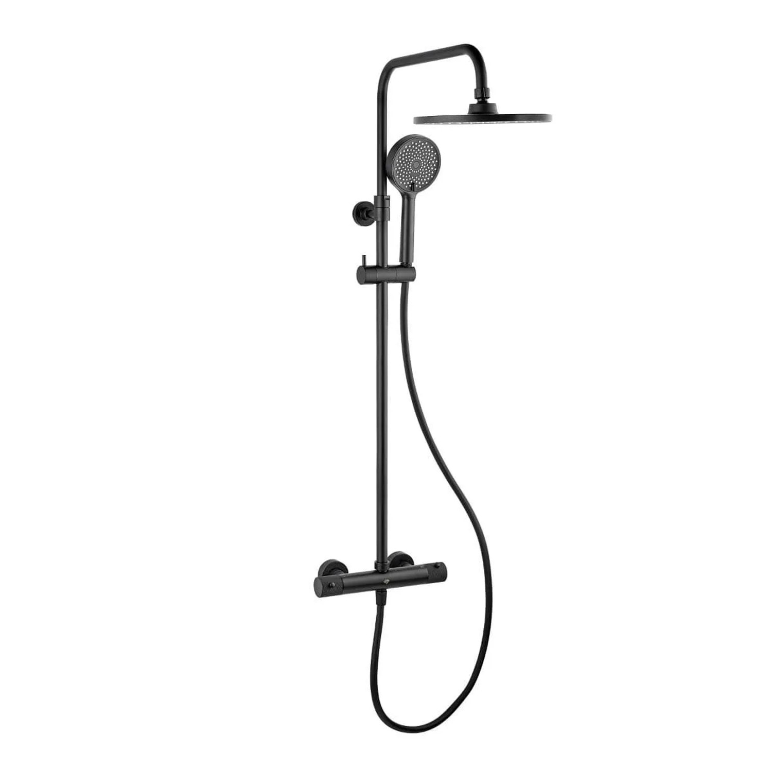 Swiss Aqua Technologies Duschsystem Regendusche mit Thermostatarmatur Rain 23CM Schwarz