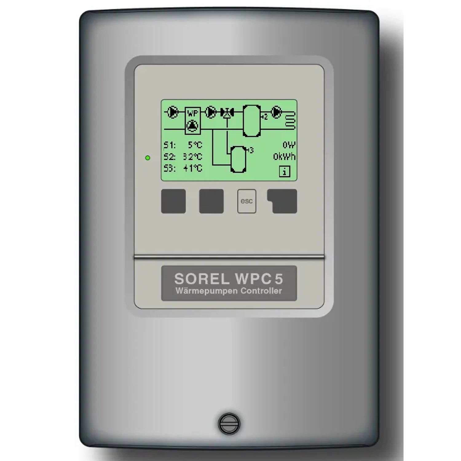 Sorel Wärmepumpen-Controller WPC5 mit 5 PT1000 Sensoren und Grafikdisplay