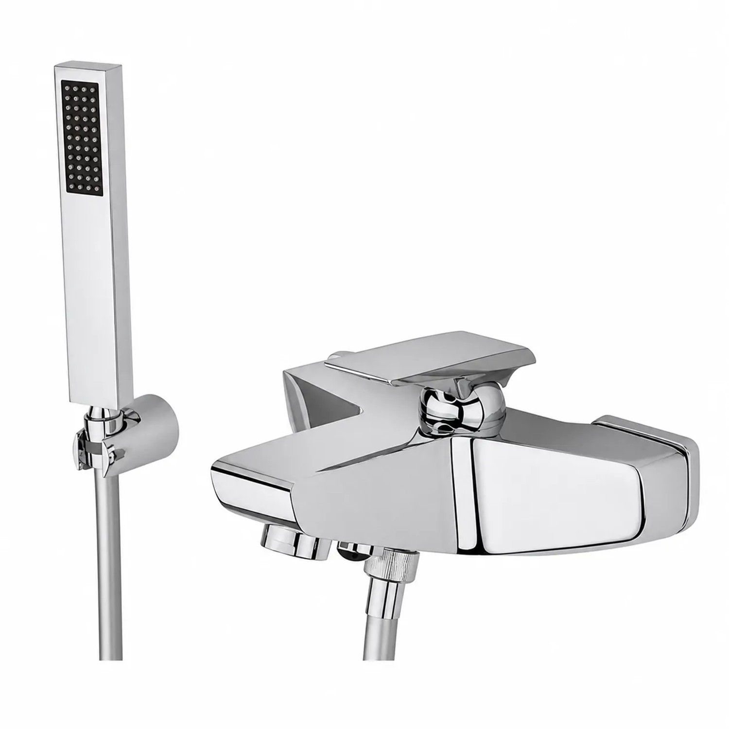 BÄDER BOUTIQUE Badewannearmatur Wand Wannenfüllbatterie mit Umsteller Wandhalter und Brausekopf Komplettset