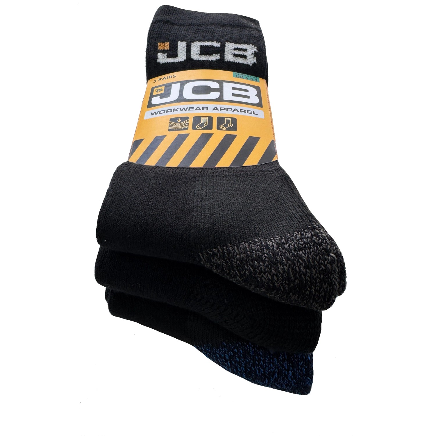 JCB Arbeitssocken Größe 39-43 Schwarz 3er Pack