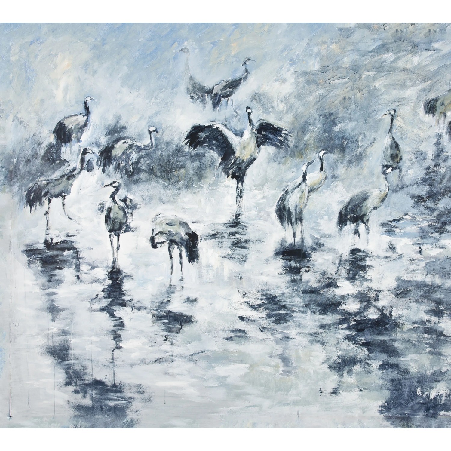 Erismann Fototapete Guido Maria Kretschmer Kraniche Blau 3,0m x 2,7m