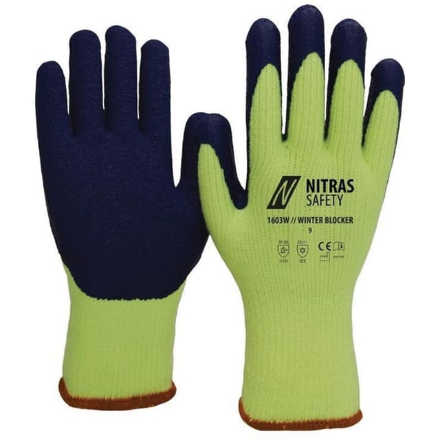 1603W-9 Kälteschutzhandschuhe winter blocker Größe 9 neongelb/blau en 388 - Nitras