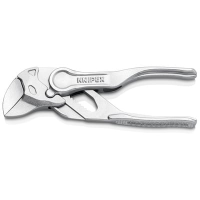Knipex - Zangenschlüssel xs Zange und Schraubenschlüssel in einem Werkzeug aufgeprägte, raue Oberfläche verchromt 100 mm, Art.Nr. 86 04 100 bk
