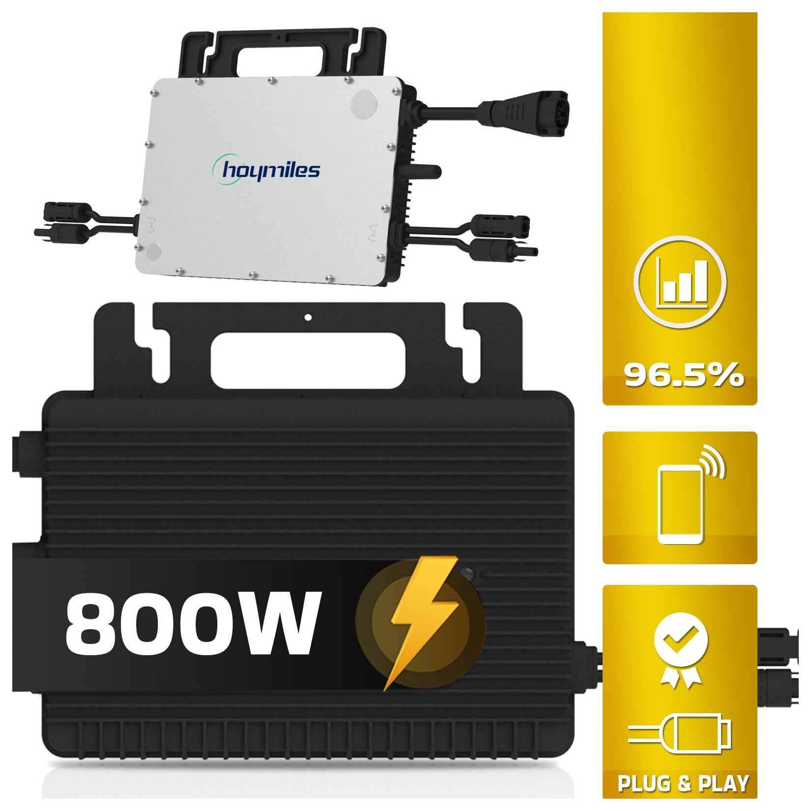 Hoymiles HMS-800-2T 800W Micro-Wechselrichter für Solarmodule, Microinverter Inverter für Mini-PV Plug & Play Balkonkraftwerk, Mikrowechselrichter, Solar