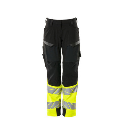 Hose mit Knietaschen ACCELERATE SAFE, Schwarz/hi-vis Gelb, Größe 82C38