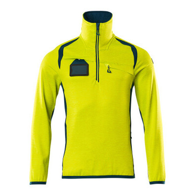 Fleecepullover mit kurzem Reißverschluss - ACCELERATE SAFE - hi-vis Gelb/Dunkelpetroleum, Gr. 5XL