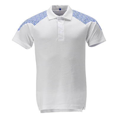 20083-933 Polo-Shirt, weiß/azurblau, 5XL