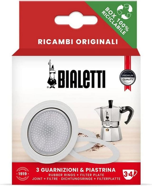 Bialetti Kunststoff- und Edelstahlfilter für 3-4 Tassen Kaffeemaschinen