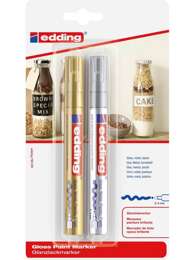 750 Glanzlackmarker 2er-Set gold und silber - Edding