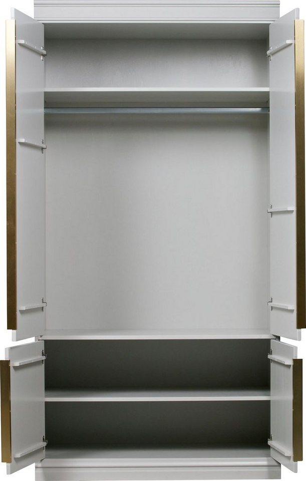 WOOOD Garderobenschrank Organize FSC®-Kiefernholz mit Zierleisten-Türen und Metallgriffen H 215 x B 110 x T 62 cm, Wandbefestigung empfohlen, pfleigleicht Bild 5