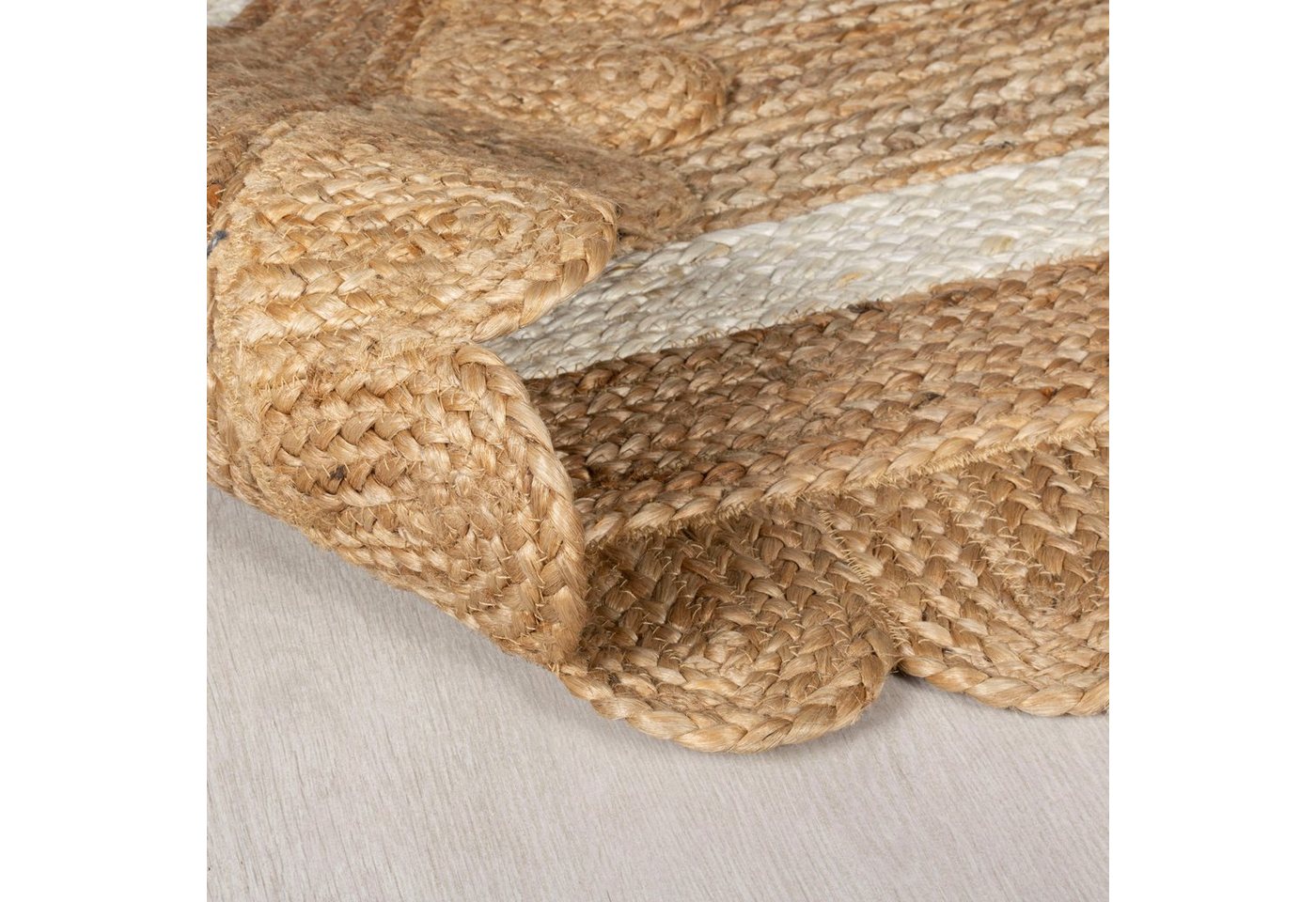 FLAIR RUGS Teppich Grace aus Jute mit Muschelrandsaum, rechteckig, Höhe: 7 mm, aus 100% Jute, fußbodenheizungsgeeignet, mit Bordüre Bild 3