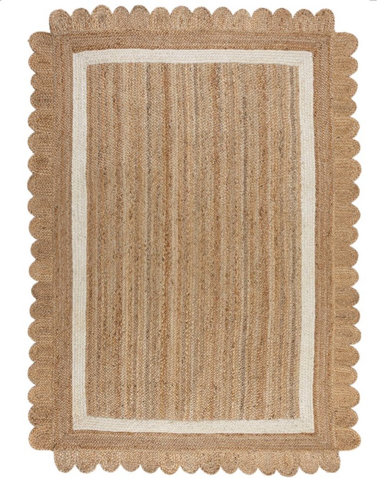 FLAIR RUGS Teppich Grace aus Jute mit Muschelrandsaum, rechteckig, Höhe: 7 mm, aus 100% Jute, fußbodenheizungsgeeignet, mit Bordüre Bild 5