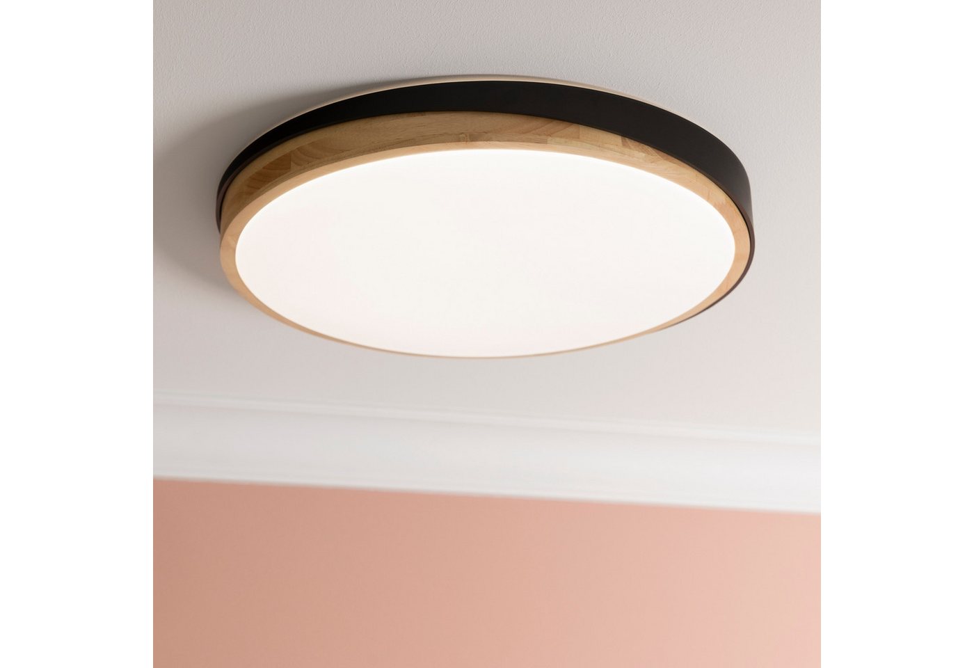 Brilliant LED Deckenleuchte Baarlo, CCT - über Fernbedienung, Dimmfunktion, Nachtlichtfunktion, Timerfunktion, LED fest integriert, warmweiß - kaltweiß, Ø 50 cm, 4500 lm, 3000-6500 K, dimmbar, Fernbedienung, Holz/Metall Bild 3