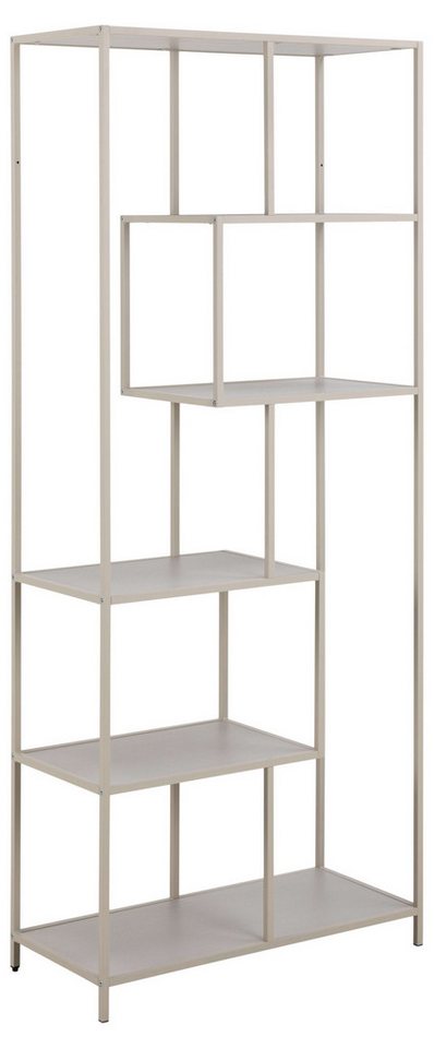 ACTONA GROUP Bücherregal Seaford, Standregal, Regal, Raumteiler, grauer Stahlrahmen, asymmetrisch, Breite 77 cm