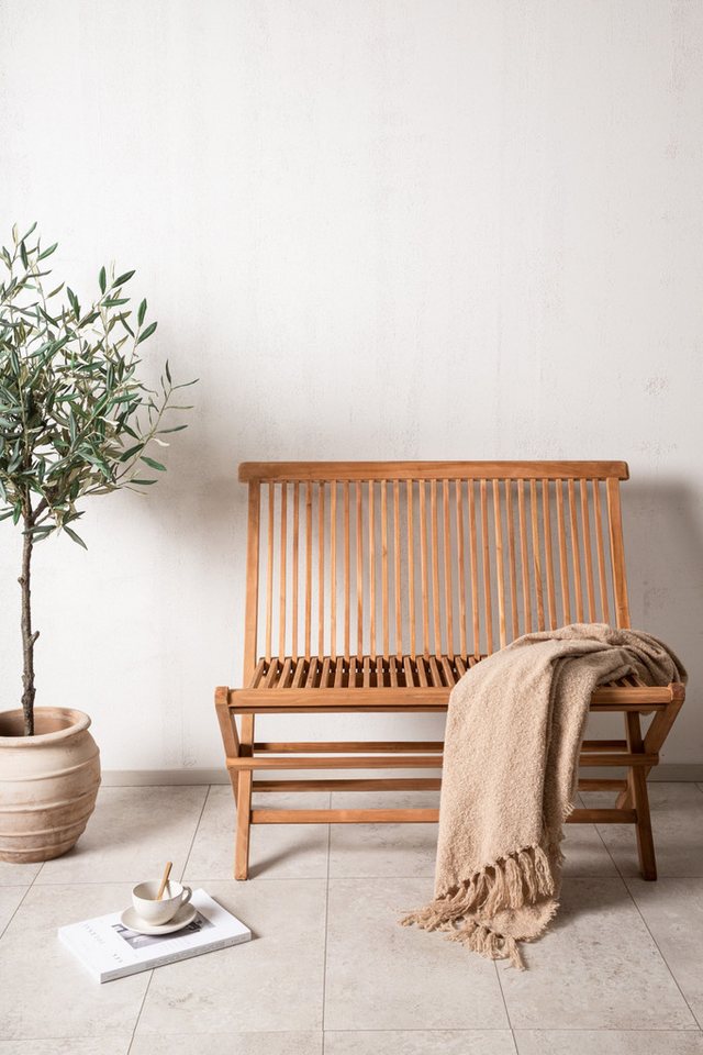 Venture Home Gartenlounge-Bank Ghana, robuste Holzbank für hohen Sitzkomfort, Sitzbank minimalistisch, Teakoptik, komfortabel
