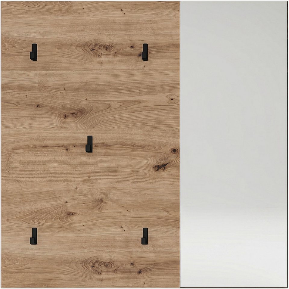 OTTO home Garderobenpaneel FJELL, Breite 80cm, 5 Haken, Spiegel (inklusive Spiegelfläche)